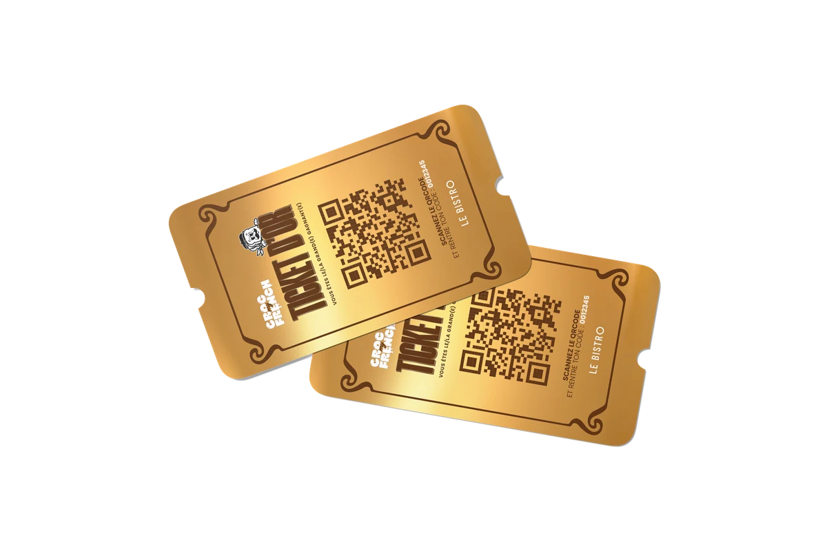 Mockup des tickets d'or — recto et verso